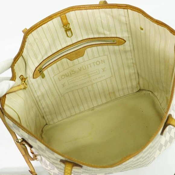 Louis Vuitton Neverfull MM N41361 Damier Azur Canvas Shoulder Tote Bag White - Picture 3 of 10